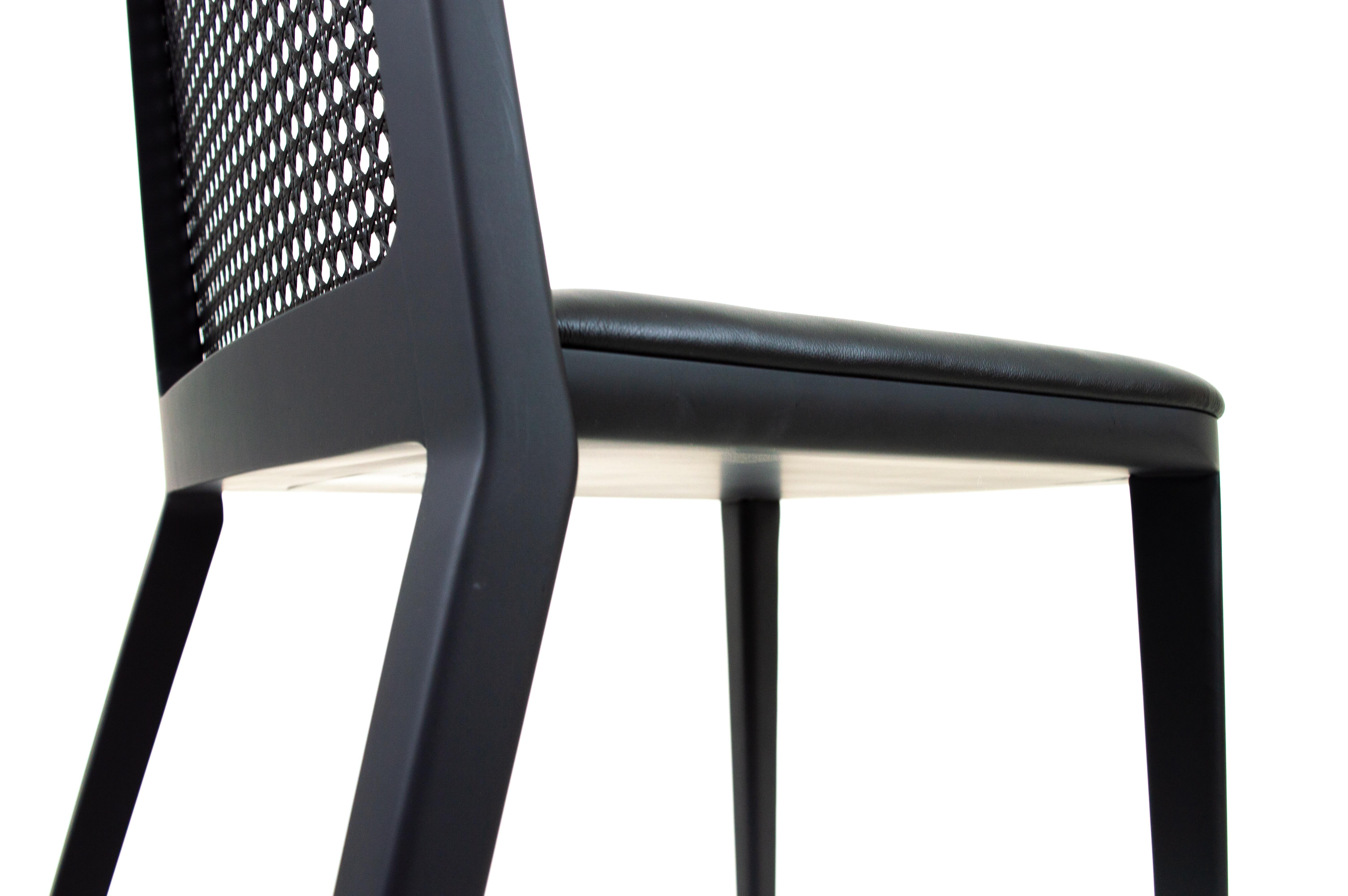 Brazilian Minimal Style, Solid Wood Chair, Leather or Textile Seating, Caning Backboard For Sale