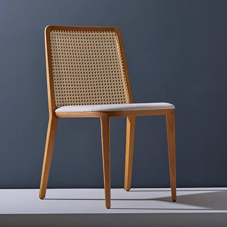 Minimal Style, Solid Wood Chair, Leather or Textile Seating, Caning Backboard For Sale 3
