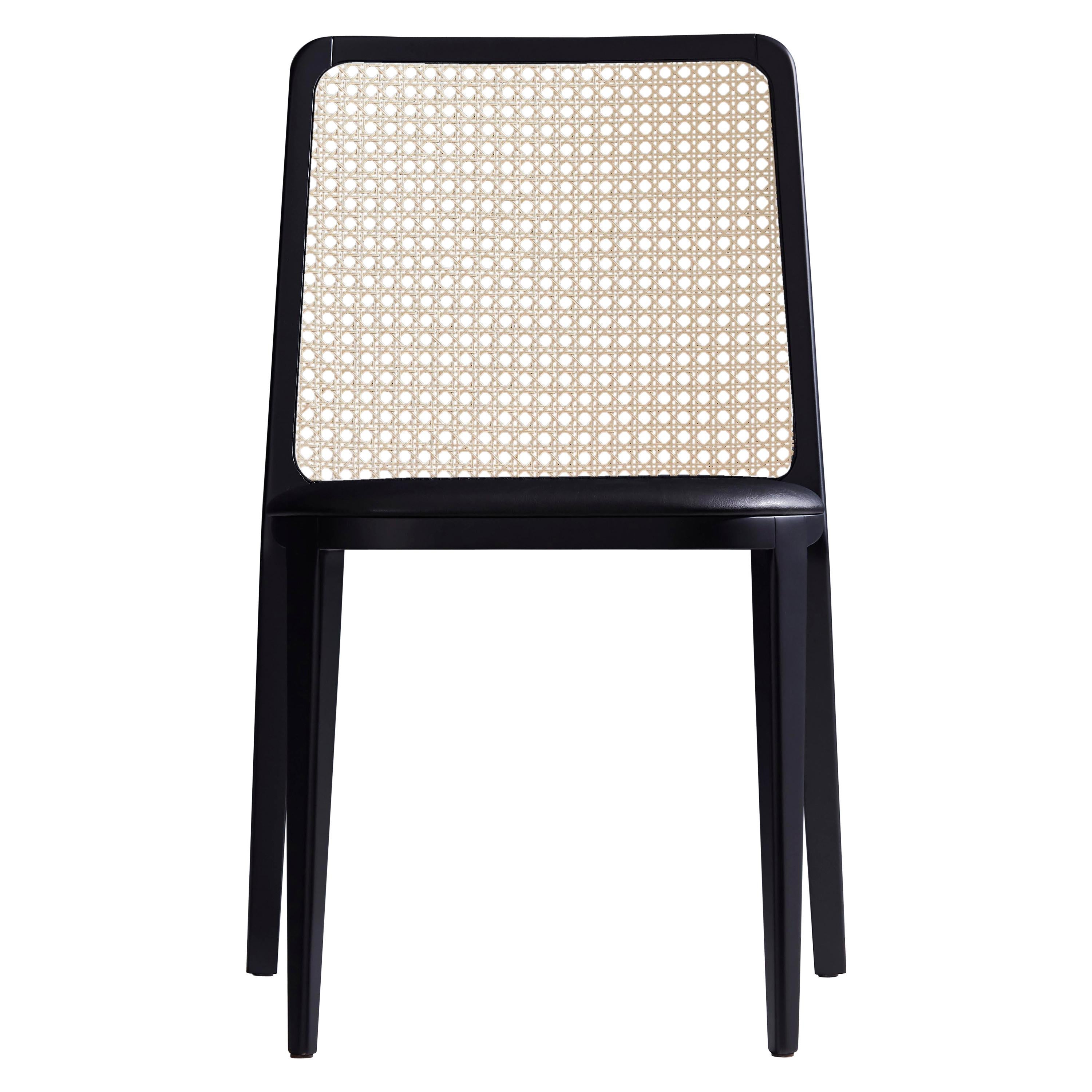 Minimal Style, Solid Wood Chair, Leather or Textile Seating, Caning Backboard For Sale