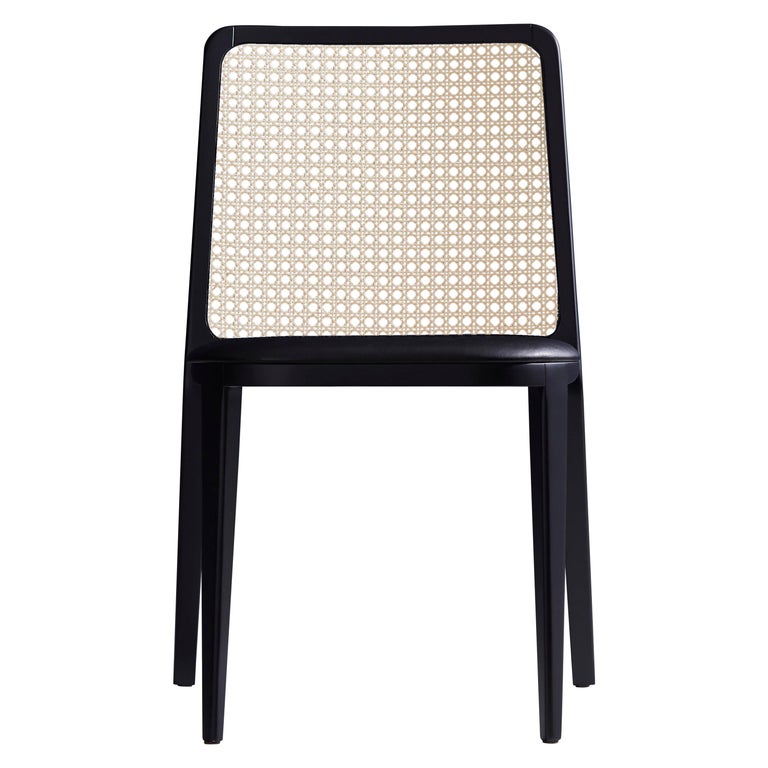 Minimal Style, Solid Wood Chair, Leather or Textile Seating, Caning Backboard 1