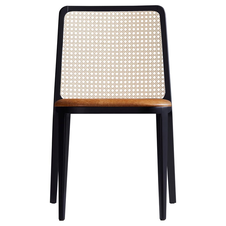 Minimal Style, Solid Wood Chair, Leather or Textile Seating, Caning Backboard For Sale