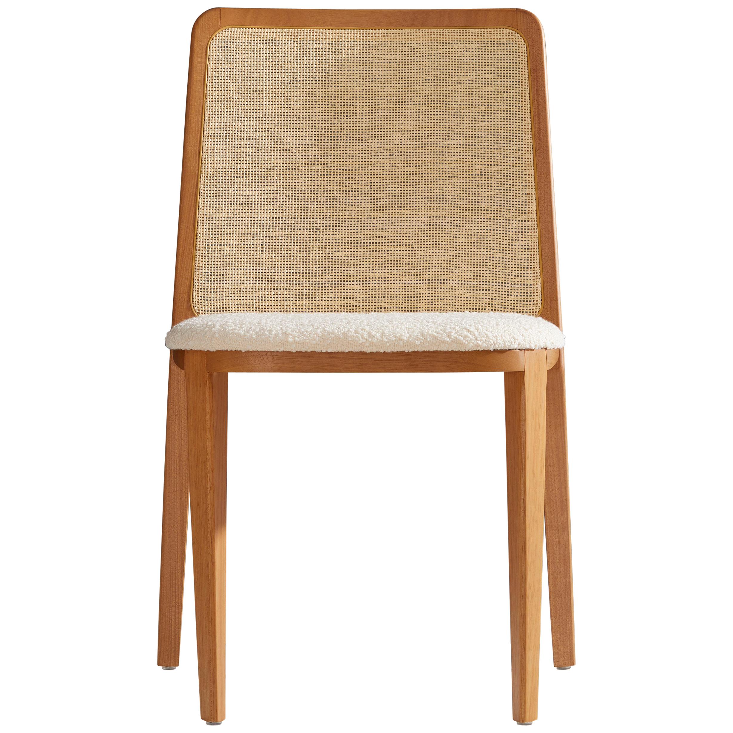 Minimal Style, Solid Wood Chair, Special Textile Seating, Caning Backboard For Sale