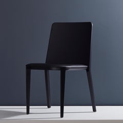 Stile minimalista, Sedia in Wood massiccio, Seduta in pelle, Schienale massiccio