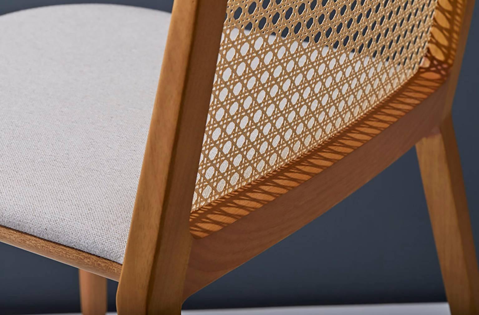 Minimal Style, Solid Wood Chair, Leather Seating, Upholstered Backboard For Sale 4