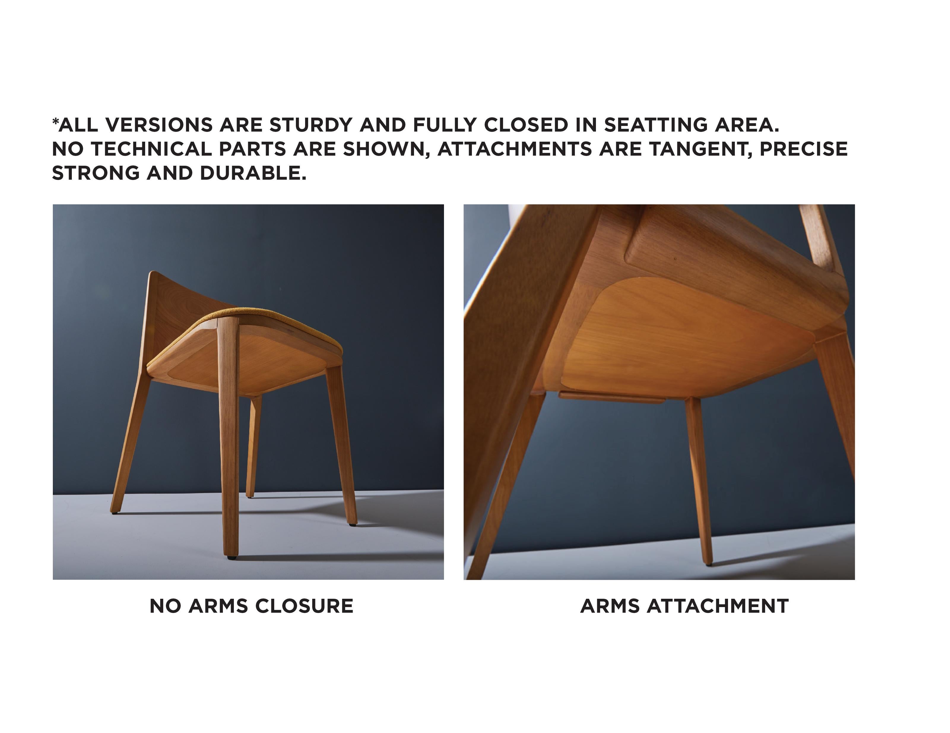 Chaise en bois massif de style minimaliste, siège en cuir, panneau arrière tapissé en vente 10