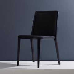 Minimal Style, Solid Wood Chair, Leather Seating, Upholstered Backboard