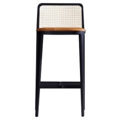 Minimal Style, Solid Wood Stool, Textiles or Leather Seatings, Caning Backboard