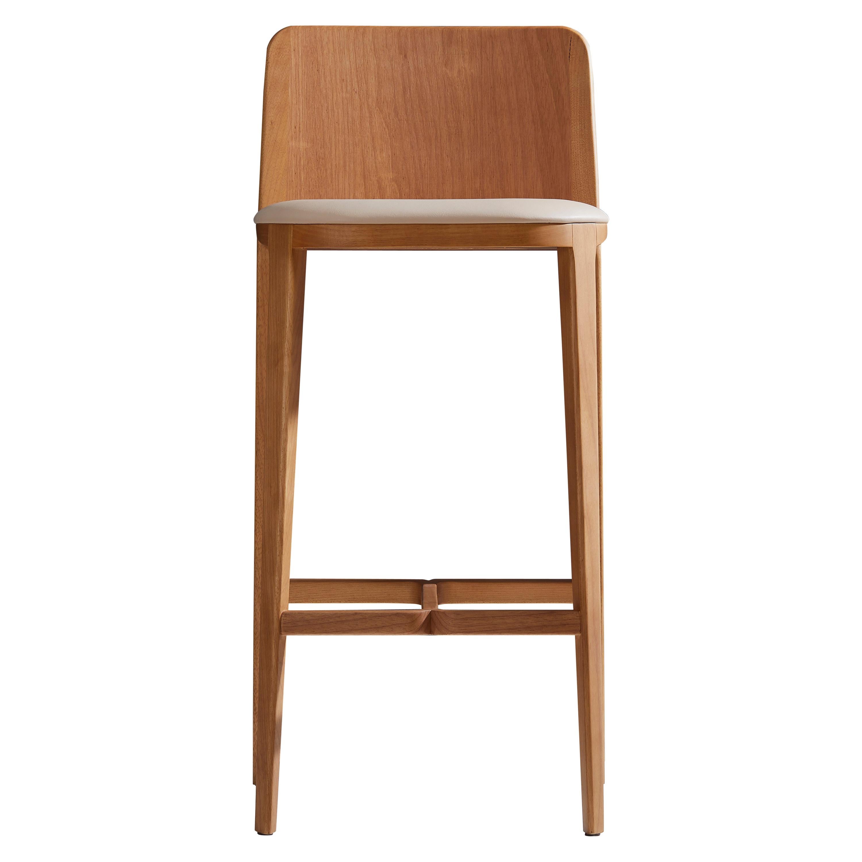 Minimal Style, Bar Stool in Solid Wood, Textiles or Leather Seatings