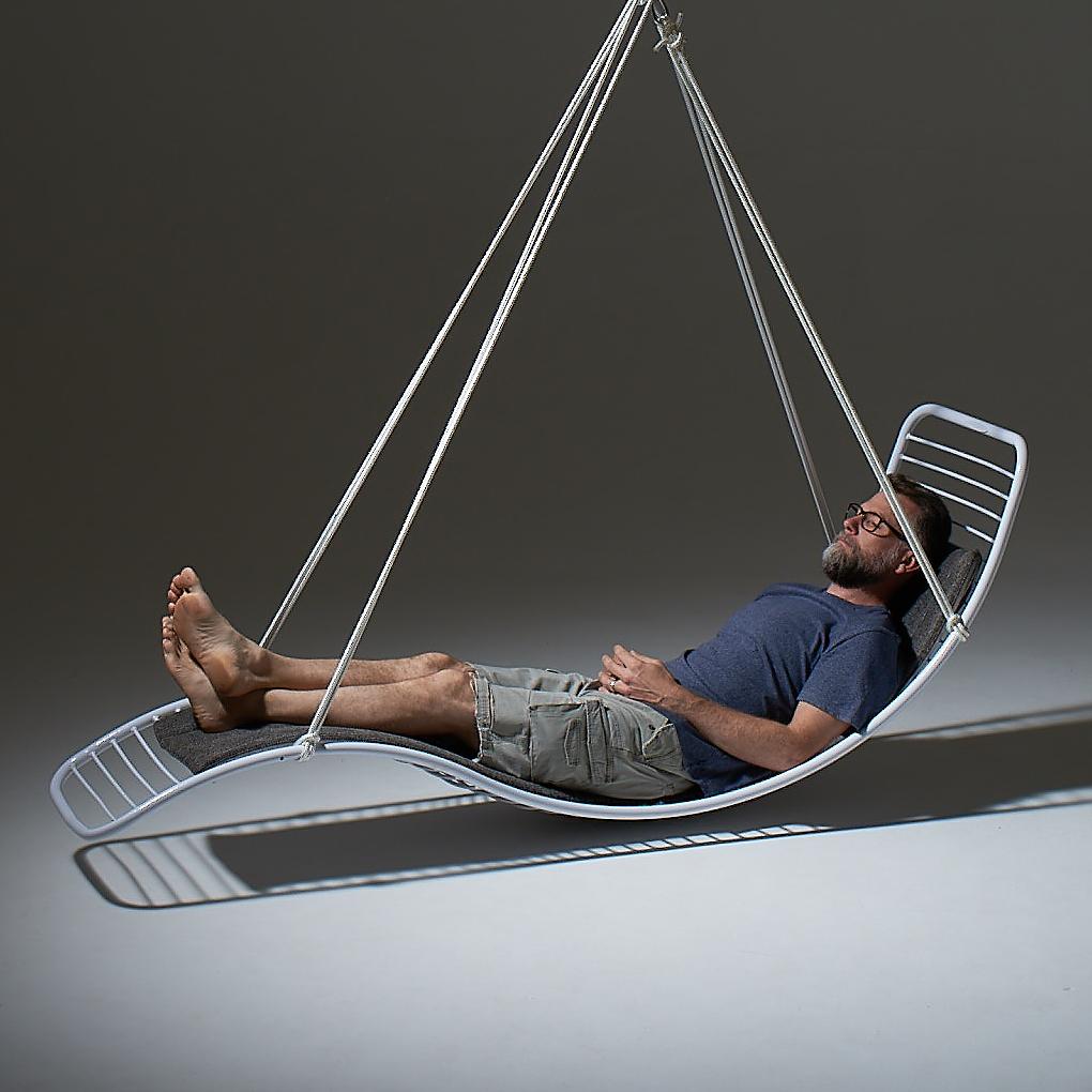 Minimalist Minimal Suspended Pod Daybed for in / Outdoor Use in Black For Sale