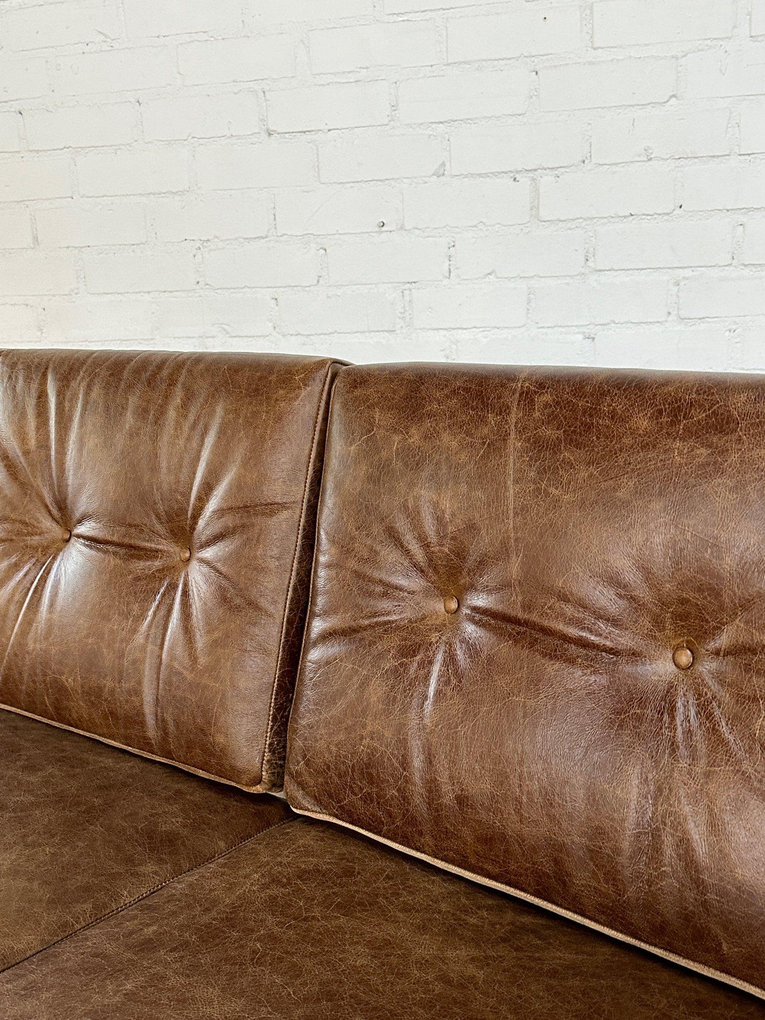 Minimal Teak and Leather Sofa For Sale 2