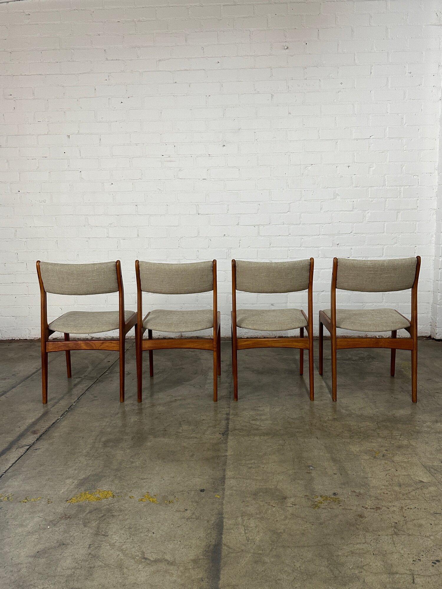 Fabric Minimal Teak dining chairs-set of four For Sale
