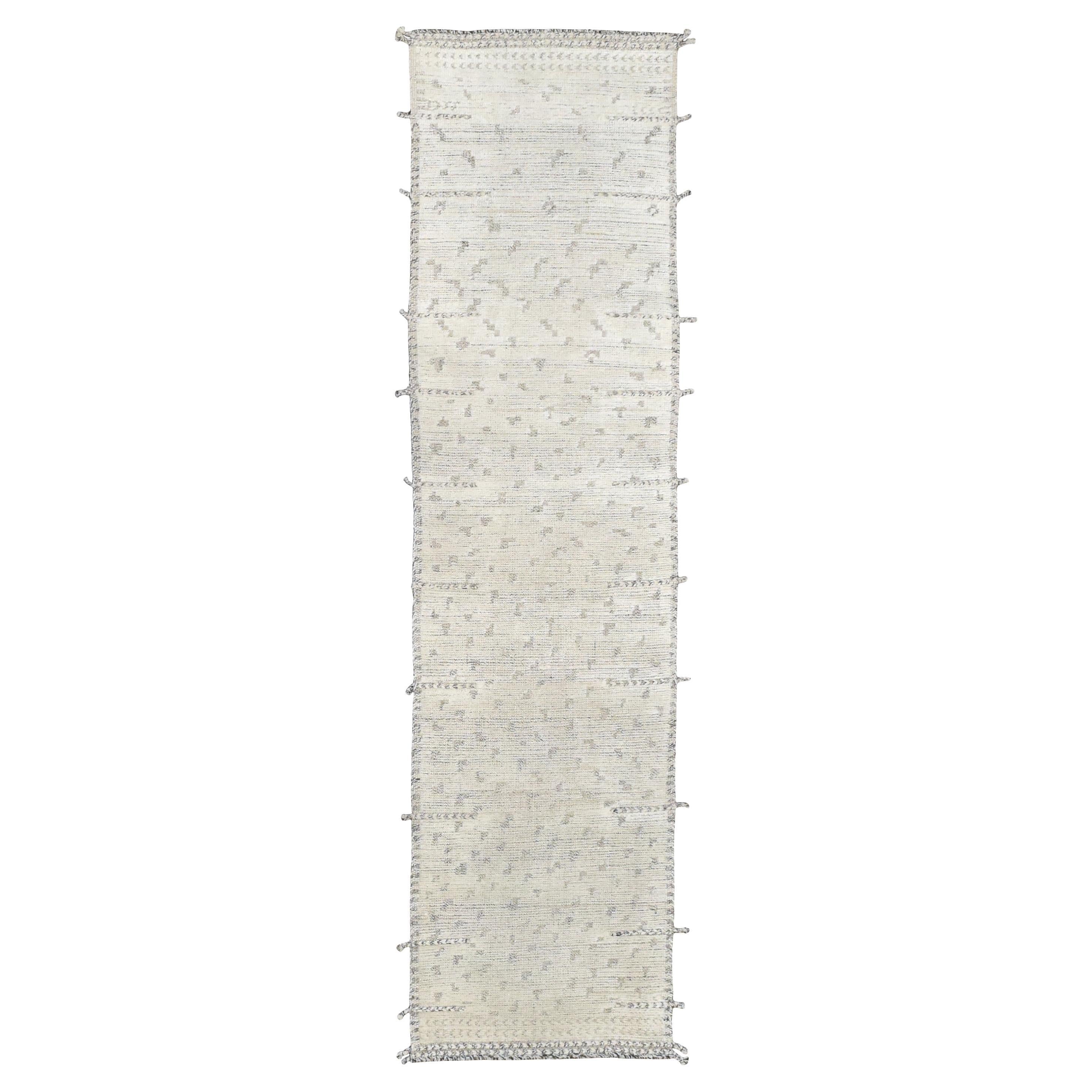 Minimal Textured  Neutral Wool Runner  2'8''x10'3''