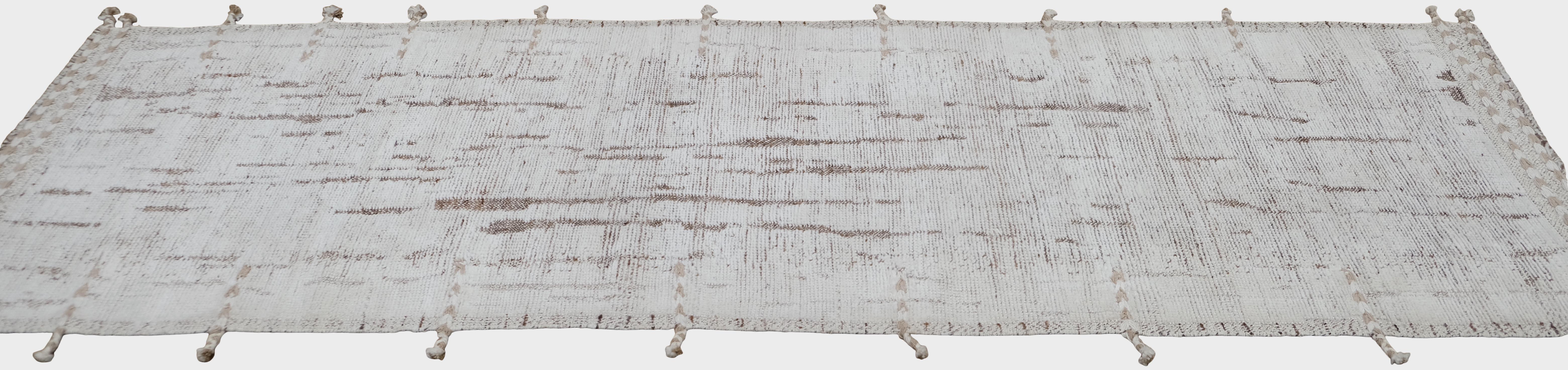 Minimaler strukturierter Neutral-Woll-Läufer 3'2''x10'4'' (Pakistanisch) im Angebot