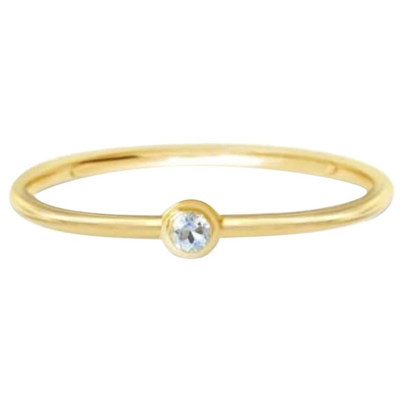 Minimal Thin Stackable Gold Ring, Aquamarine Ring, Slim 18 Karat Ring, Gold Ring For Sale