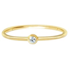 Minimal Thin Stackable Gold Ring, Aquamarine Ring, Slim 18 Karat Ring, Gold Ring