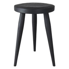 Minimal Black Three-Legged Stool in Solid Ash by Coolican & Company