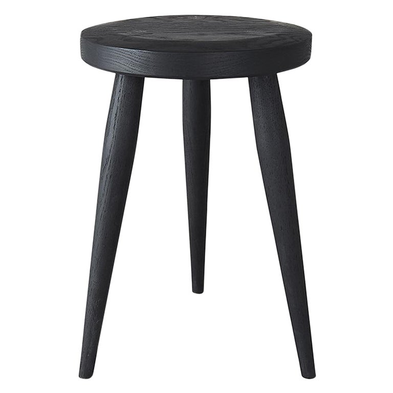 Minimal Black Three-Legged Stool in Solid Ash by Coolican and Company For  Sale at 1stDibs | solid black stool, three legged stool
