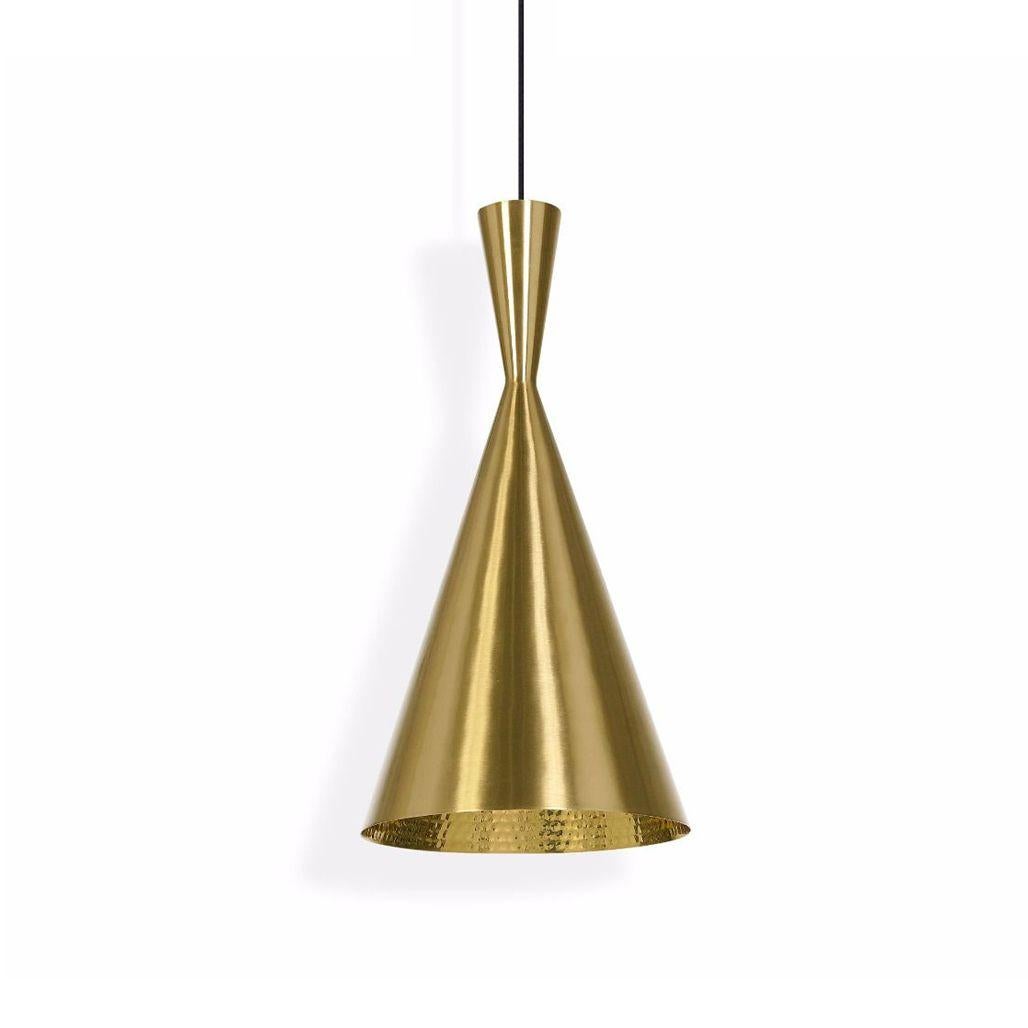 Lampe à suspension minimaliste haute Tom Dixon Beat en laiton martelé avec pendentif en or 2