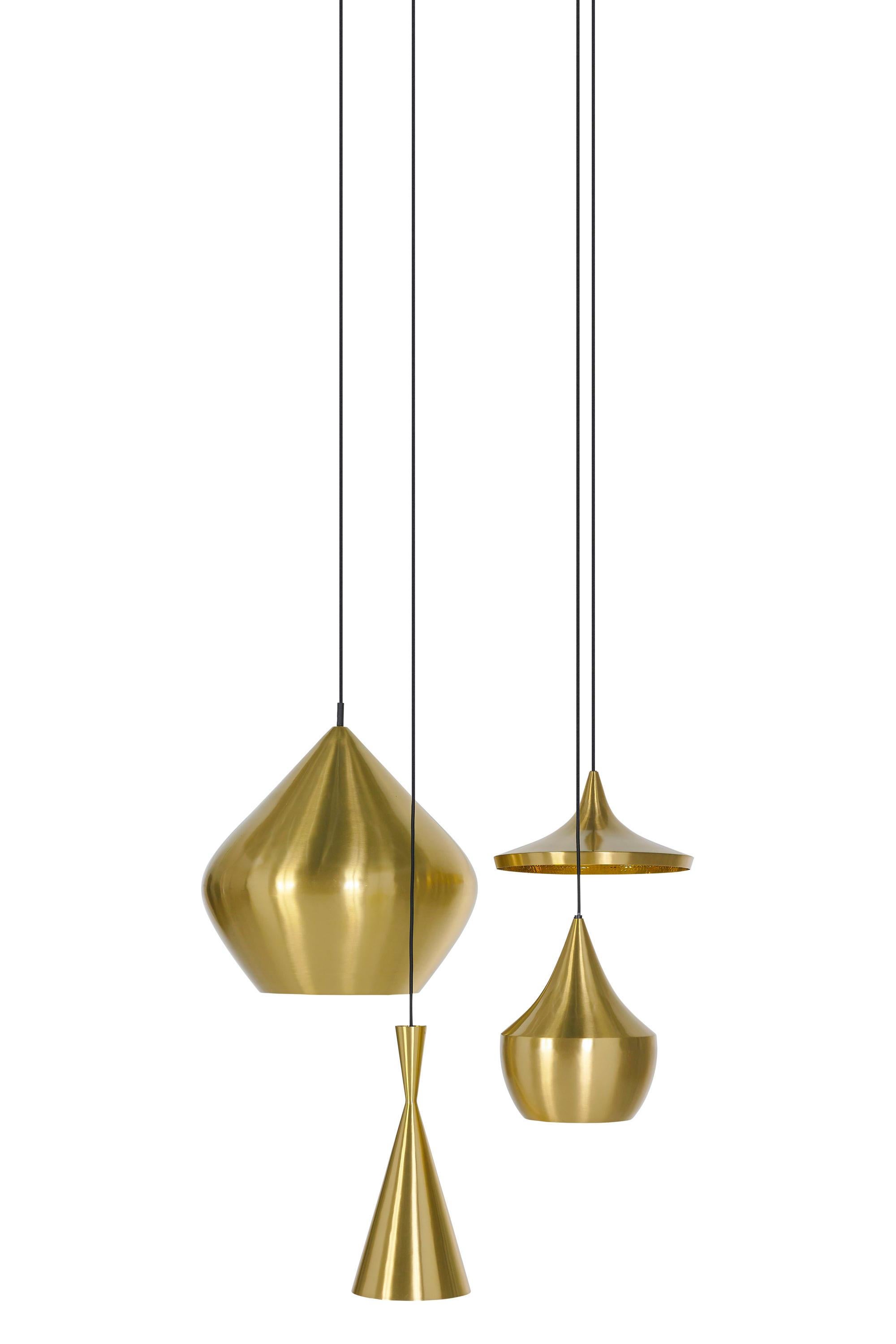 Minimalist Minimal Tom Dixon Beat Tall Brass Pendant Gold Hammered Pendant Light Fixture