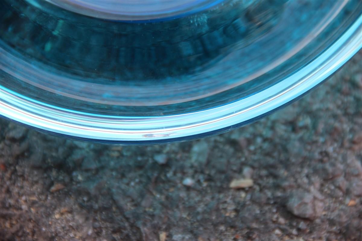 Minimal Venini Round Blu Bowl Glass Murano 1984 Signed Italian Design Bon état - En vente à Palermo, Sicily