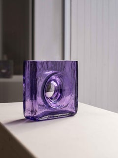 Minimal Violet Glass Vase - Modern Vase Space Age Style - France 1990s