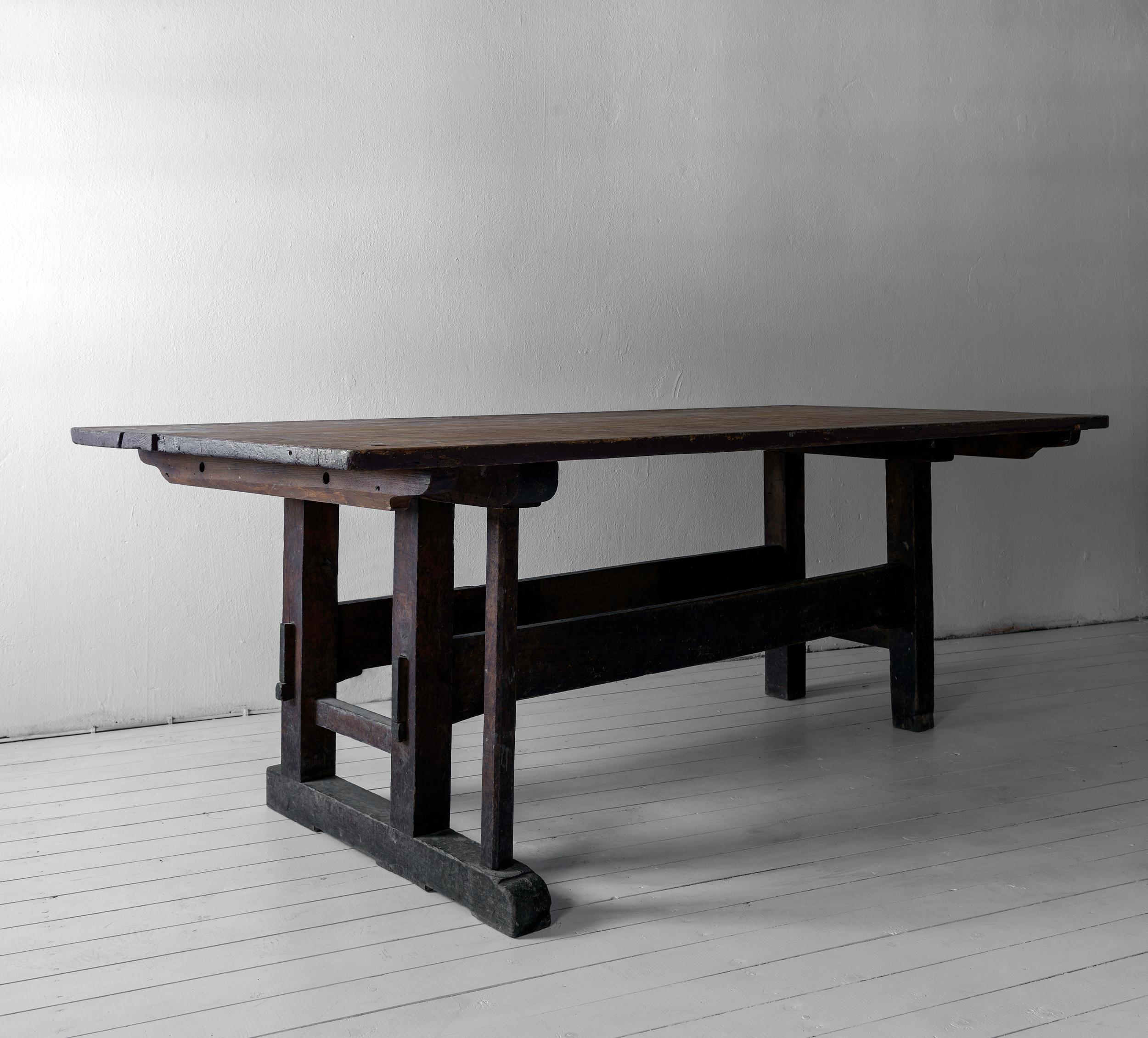 Minimal Wabi Sabi Dining Table or Desk with Remains of Original Paint In Good Condition In Jesteburg, DE