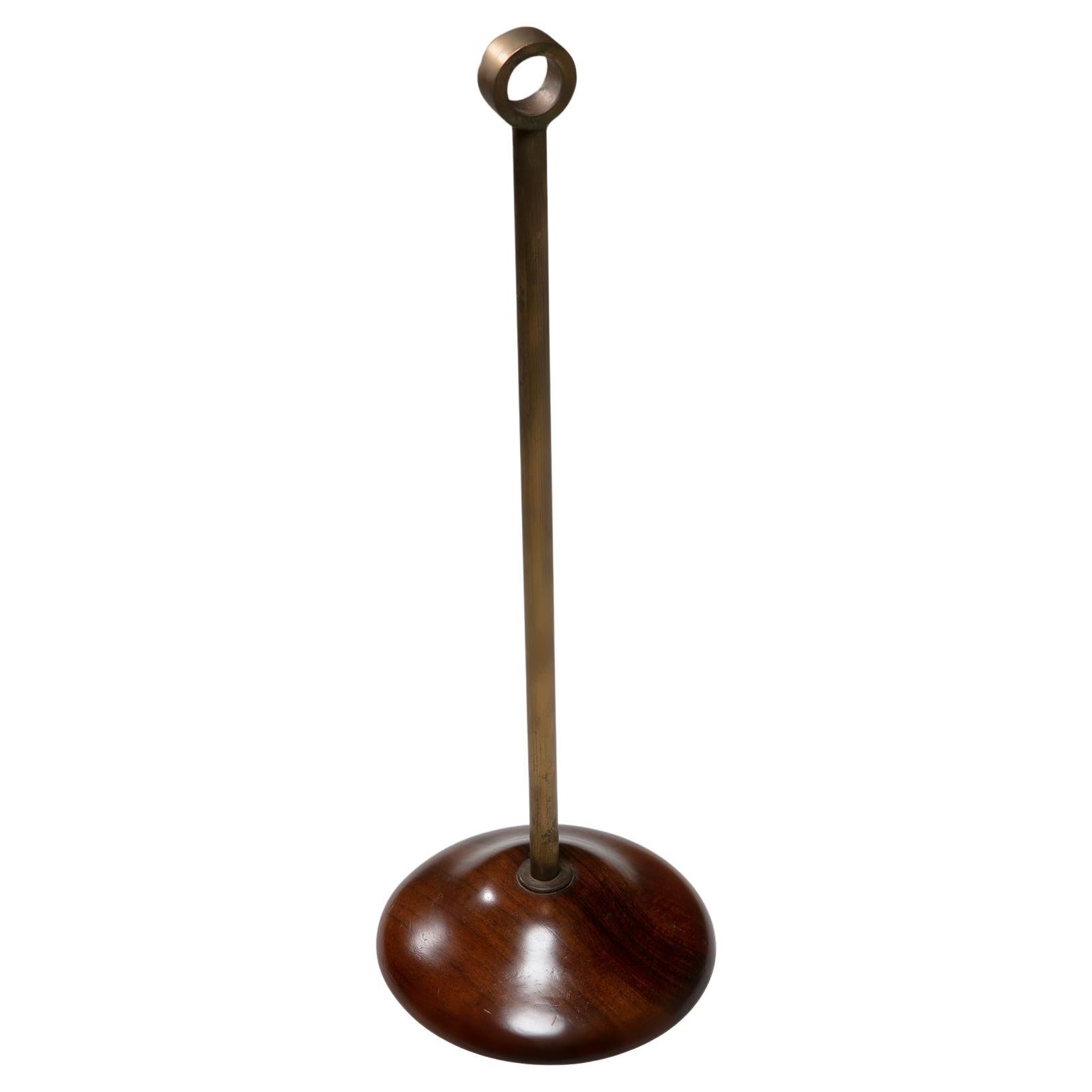 Minimal Wood and Brass Door Stop, Italy, 1960s For Sale