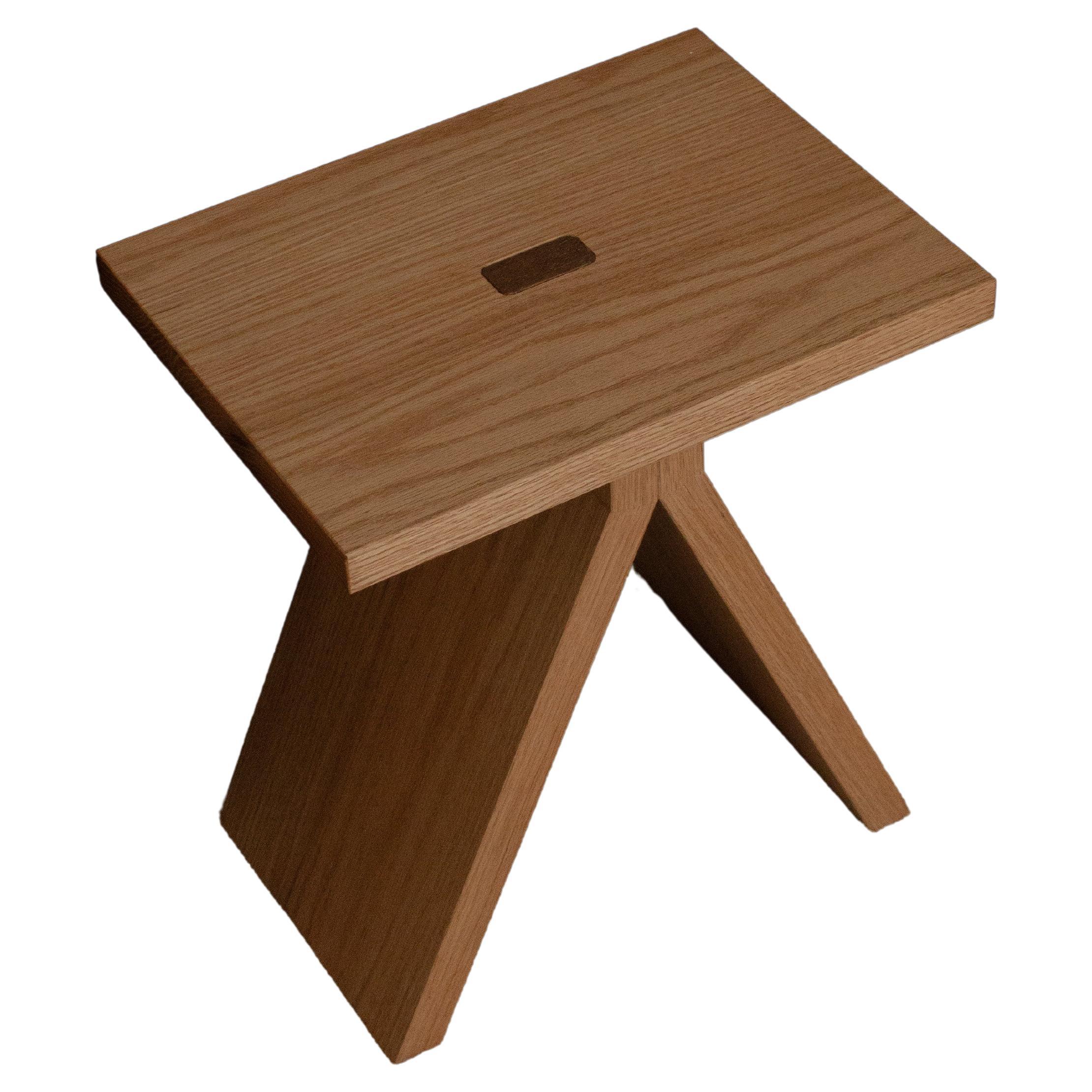 Minimal Wooden Stool "Boel" Made in Solid White Oak  For Sale