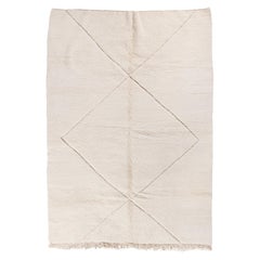 Minimalictic Beni Ourain rug / Moroccan White Diamond Pattern Rug, In Stock