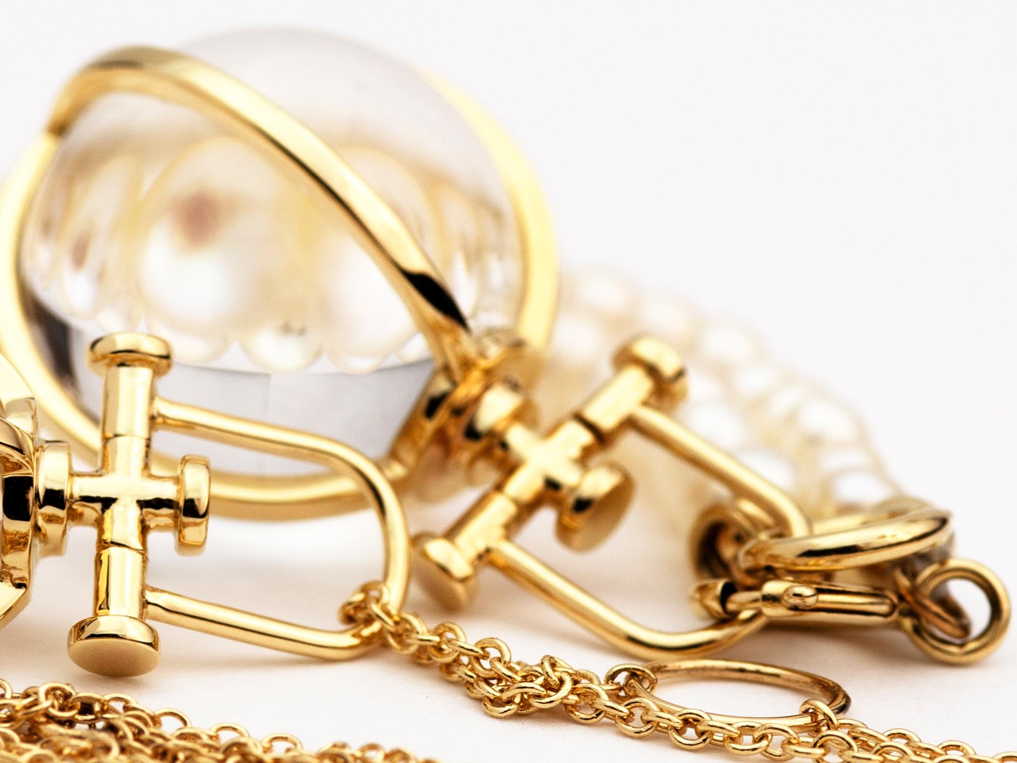 Collier pendentif orbe talisman minimaliste en or massif 18 carats et cristal de roche naturel en vente 9