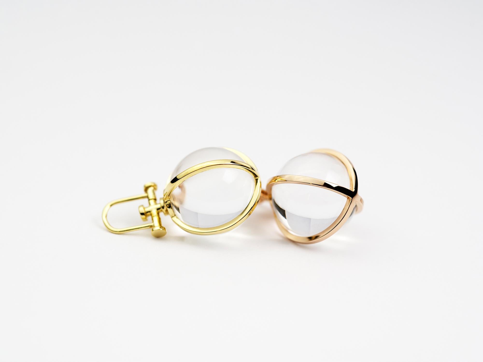 Collier pendentif orbe talisman minimaliste en or massif 18 carats et cristal de roche naturel en vente 10