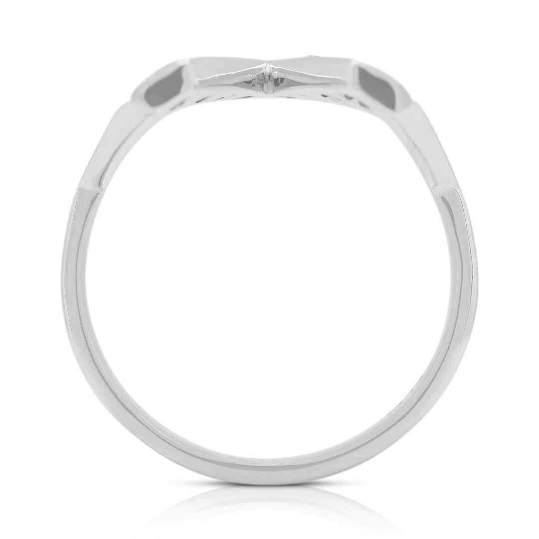 Minimalist 0.13ct Natural Diamonds V-Ring in 14K White Gold For Sale 2