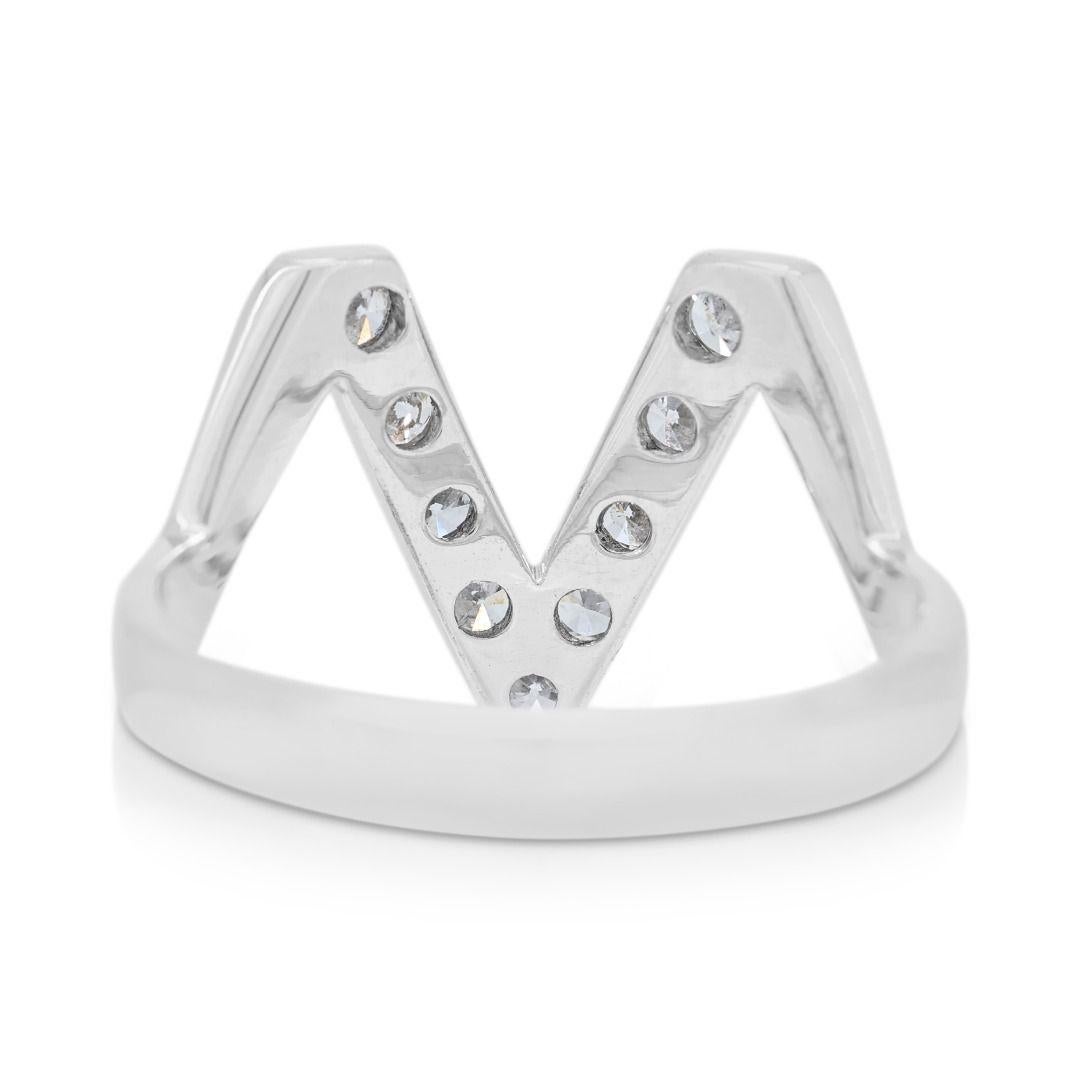 Minimalist 0.13ct Natural Diamonds V-Ring in 14K White Gold For Sale 3