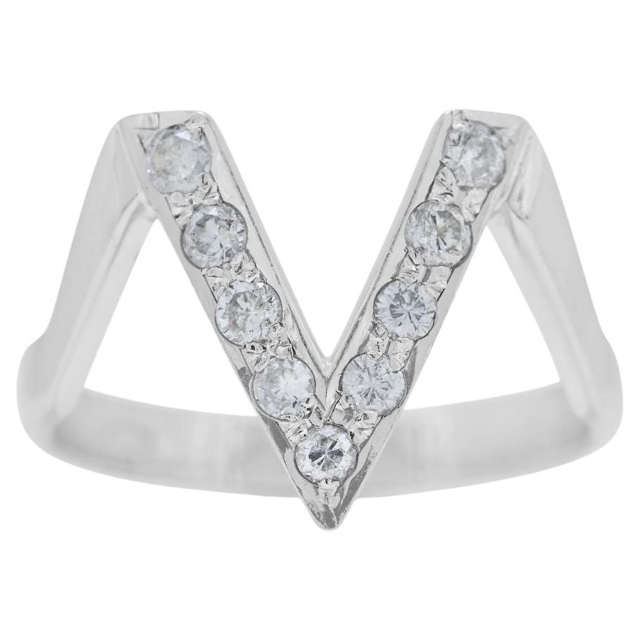 Minimalist 0.13ct Natural Diamonds V-Ring in 14K White Gold