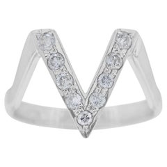 Minimalist 0.13ct Natural Diamonds V-Ring in 14K White Gold
