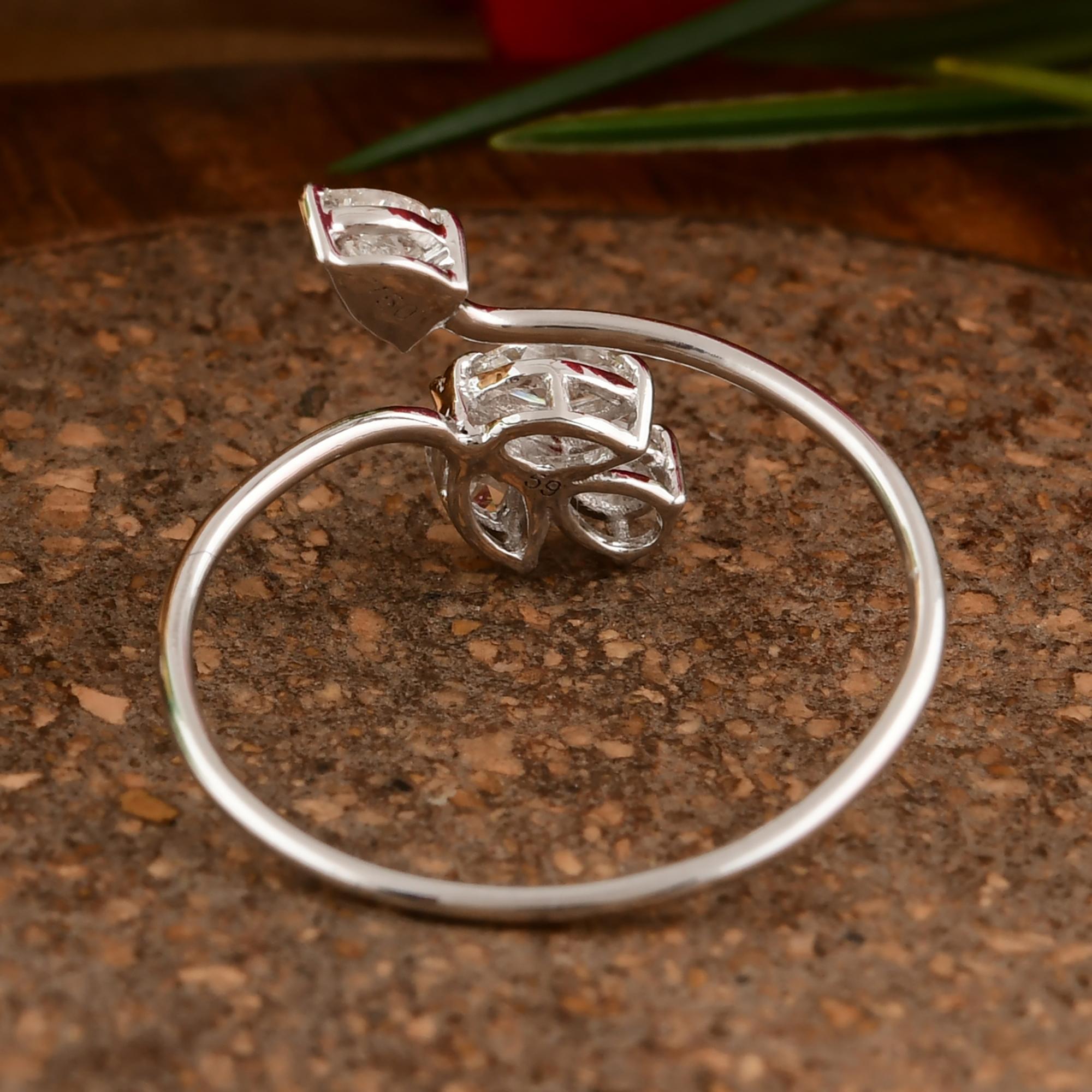 For Sale:  Minimalist 0.38 Carat SI/HI Floral Diamond Wrap Ring Gift 18 Karat White Gold 10