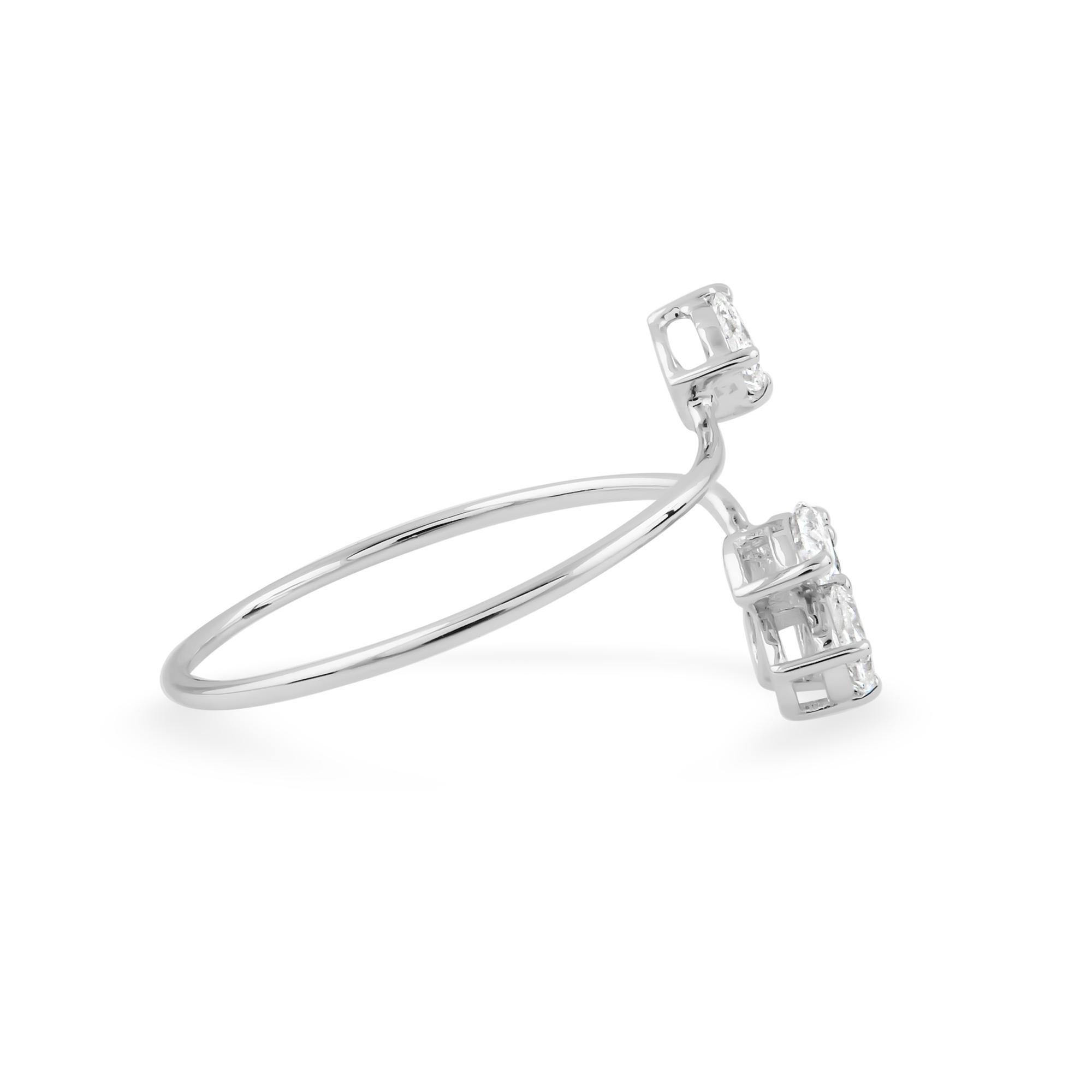 For Sale:  Minimalist 0.38 Carat SI/HI Floral Diamond Wrap Ring Gift 18 Karat White Gold 5