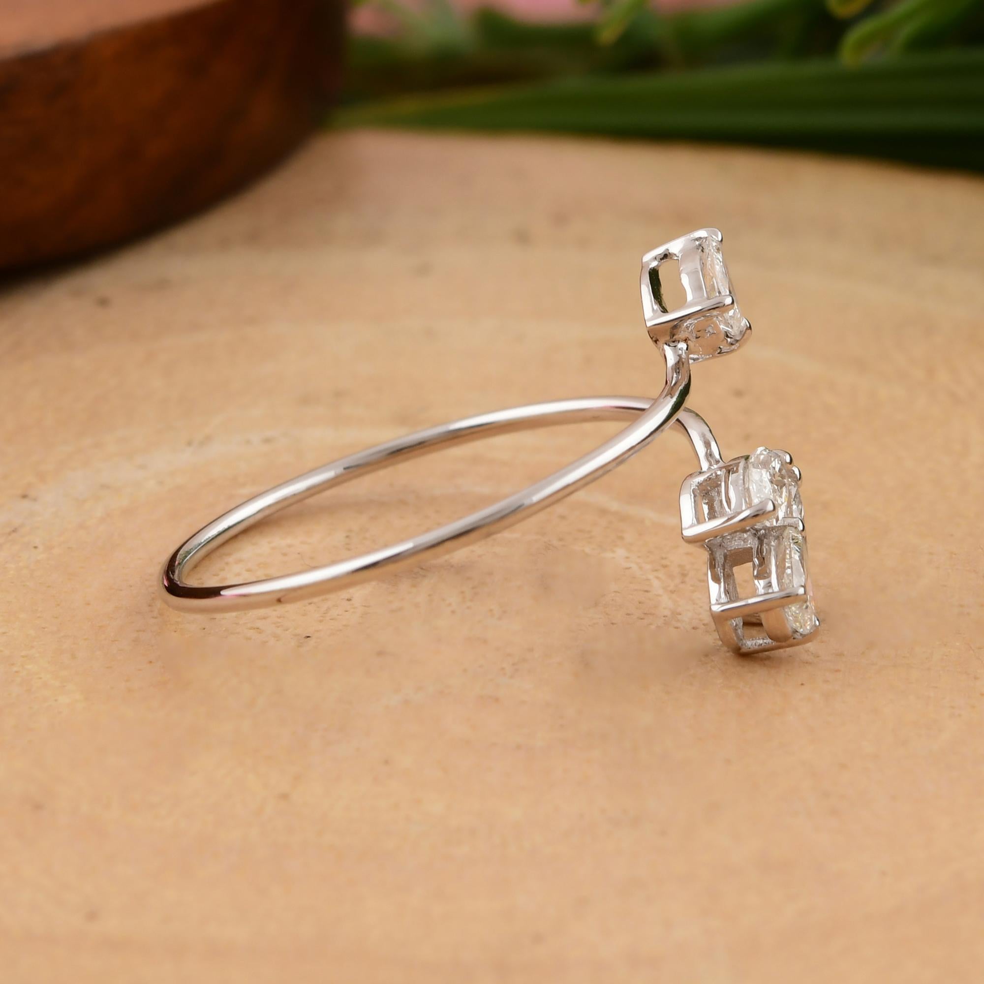 Minimalistischer 0,38 Karat SI/HI floraler Diamant Wrap Ring Geschenk 18 Karat Weißgold im Zustand „Neu“ im Angebot in Diera, Dubai