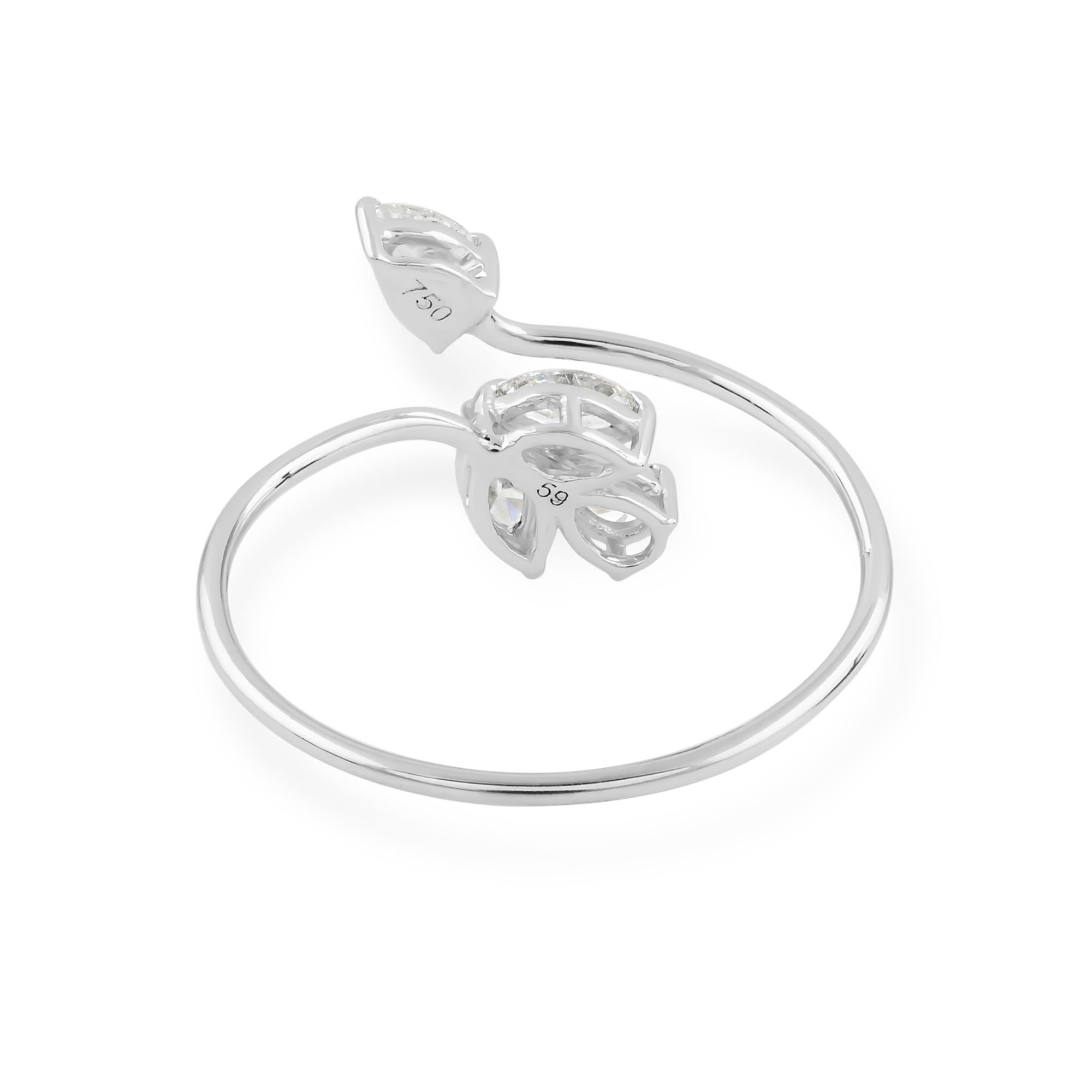 For Sale:  Minimalist 0.38 Carat SI/HI Floral Diamond Wrap Ring Gift 18 Karat White Gold 6
