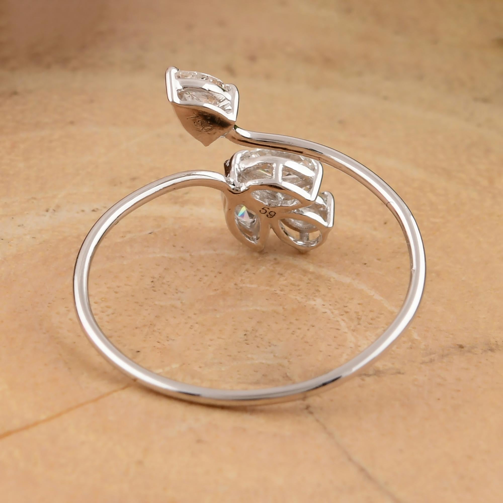 For Sale:  Minimalist 0.38 Carat SI/HI Floral Diamond Wrap Ring Gift 18 Karat White Gold 7