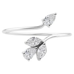 Minimalist 0.38 Carat SI/HI Floral Diamond Wrap Ring Gift 18 Karat White Gold