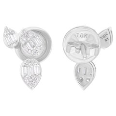 Minimalist 0.41Ct SI/H Diamond Stud Earrings 14K White Gold Fine Jewelry