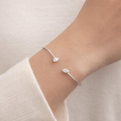 Minimalistisches 0,9 Karat Diamant 18K Weißgold Offenes Manschettenarmband mit zwei Steinen