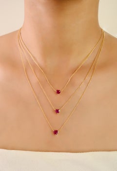 Minimalist 1 Ct Heart-Shaped Natural Ruby Pendant Necklace in 14K Yellow Gold