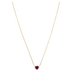 Collier minimaliste en or jaune 14 carats avec pendentif en forme de cœur en rubis naturel
