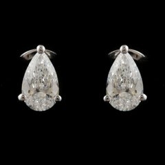 Minimalist 1.02 Ct Pear Cut Natural Diamond Stud Earrings 18k Solid Gold Jewelry