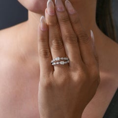 Minimalist 1.22 Ct SI/H Diamond Double Row Ring 18k White Gold (bague à double rangée de diamants SI/H)