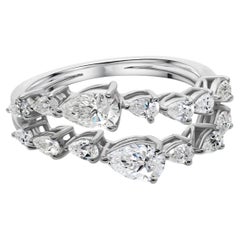 Minimalist 1.22 Ct SI/H Diamond Double Row Ring 18k White Gold (bague à double rangée de diamants SI/H)