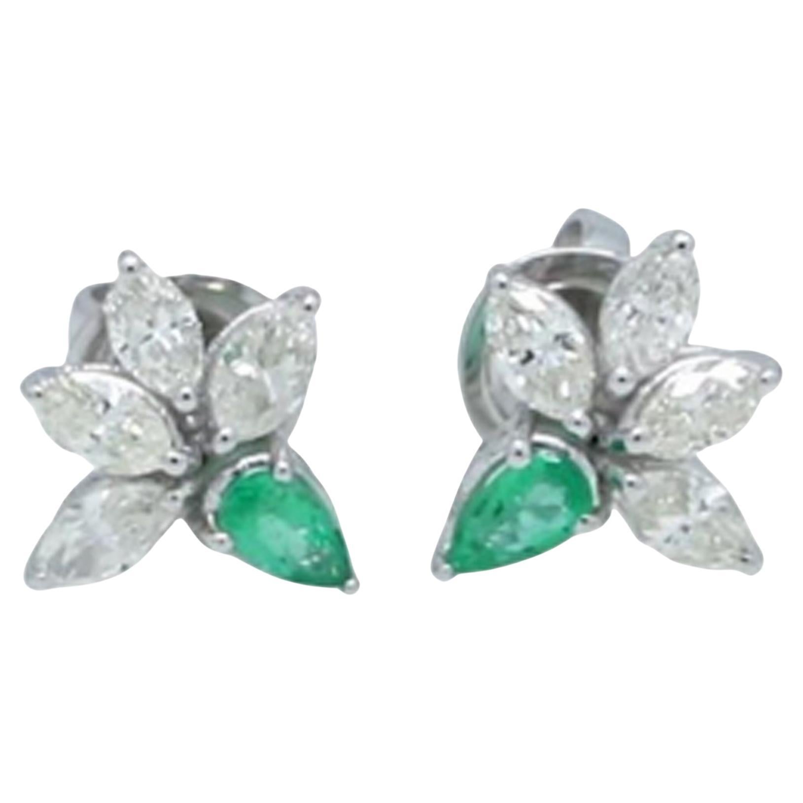 Orecchini minimalisti con diamante smeraldo da 1,37 carati per la fidanzata in oro bianco 18 carati