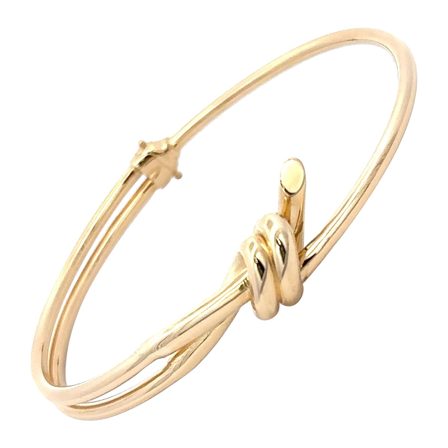 Minimalist 14 Karat Yellow Gold Knot Bangle Bracelet 8.4 Grams For Sale